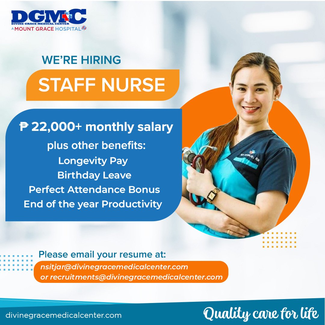 We're Hiring Staff Nurse Divine Grace Medical Center (DGMC